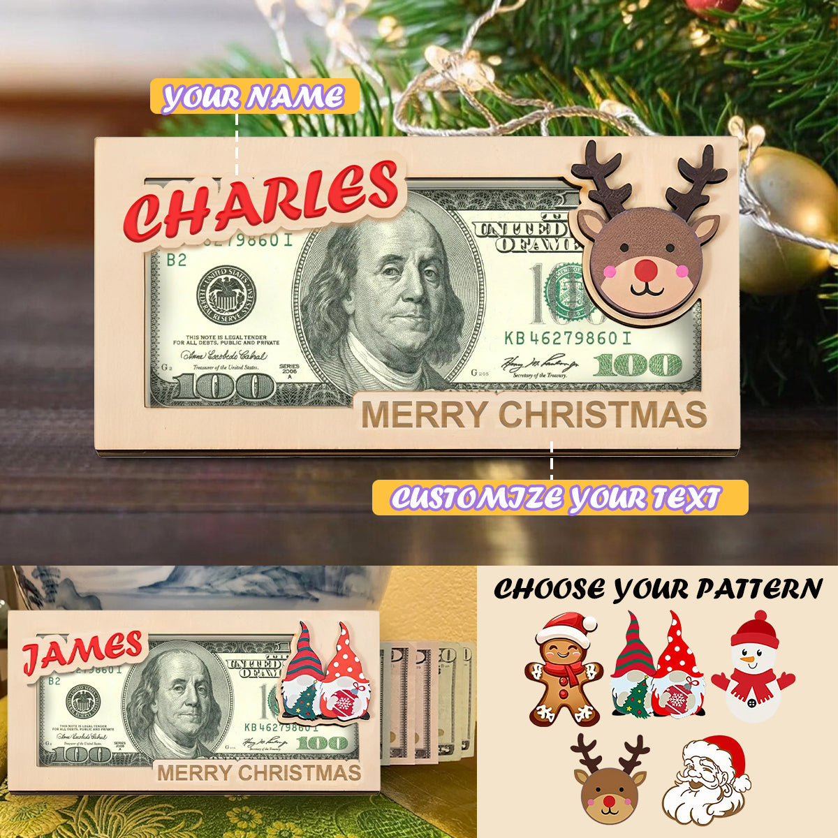 Merry Christmas - Personalized Christmas Money Holder Santa