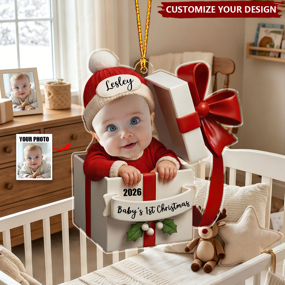 Custom Baby's First Christmas, Personalized Kids Acrylic Ornament