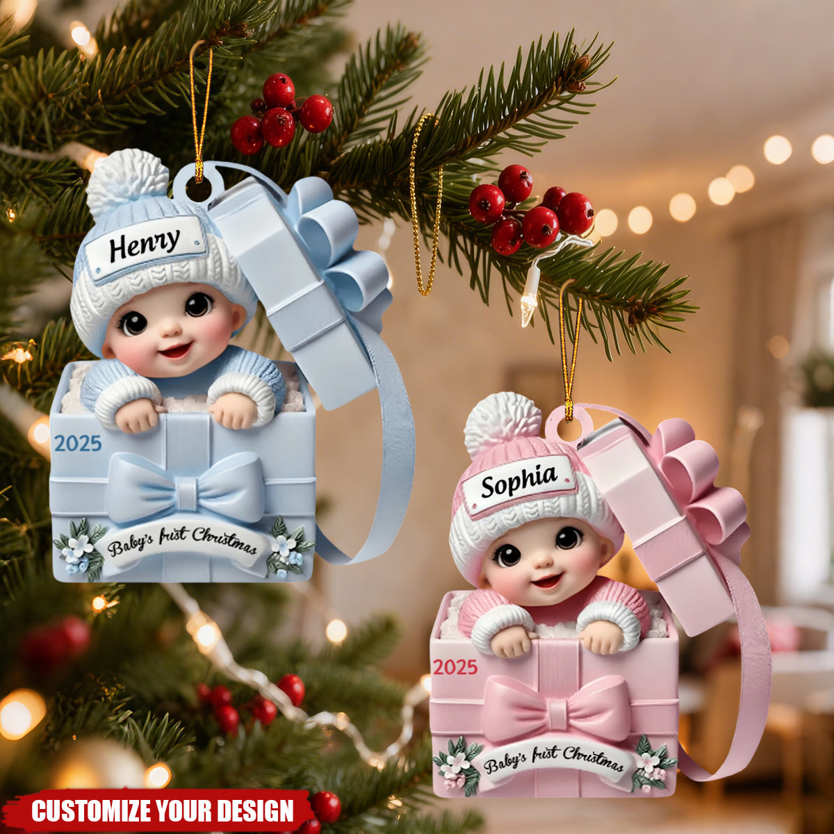 Babys First Christmas Ornament- Personalized Newborn Keepsake