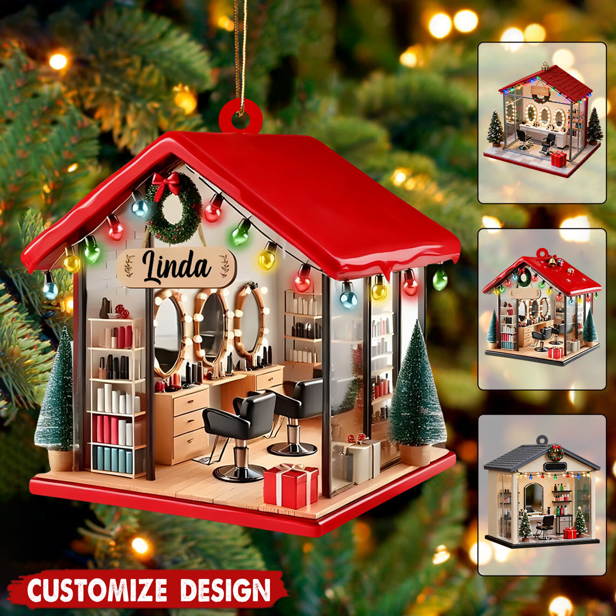 Personalized Hair Salon Christmas Ornament