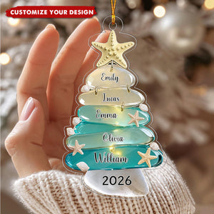 Personalized Family Sea Glass Effect Christmas Ornament
