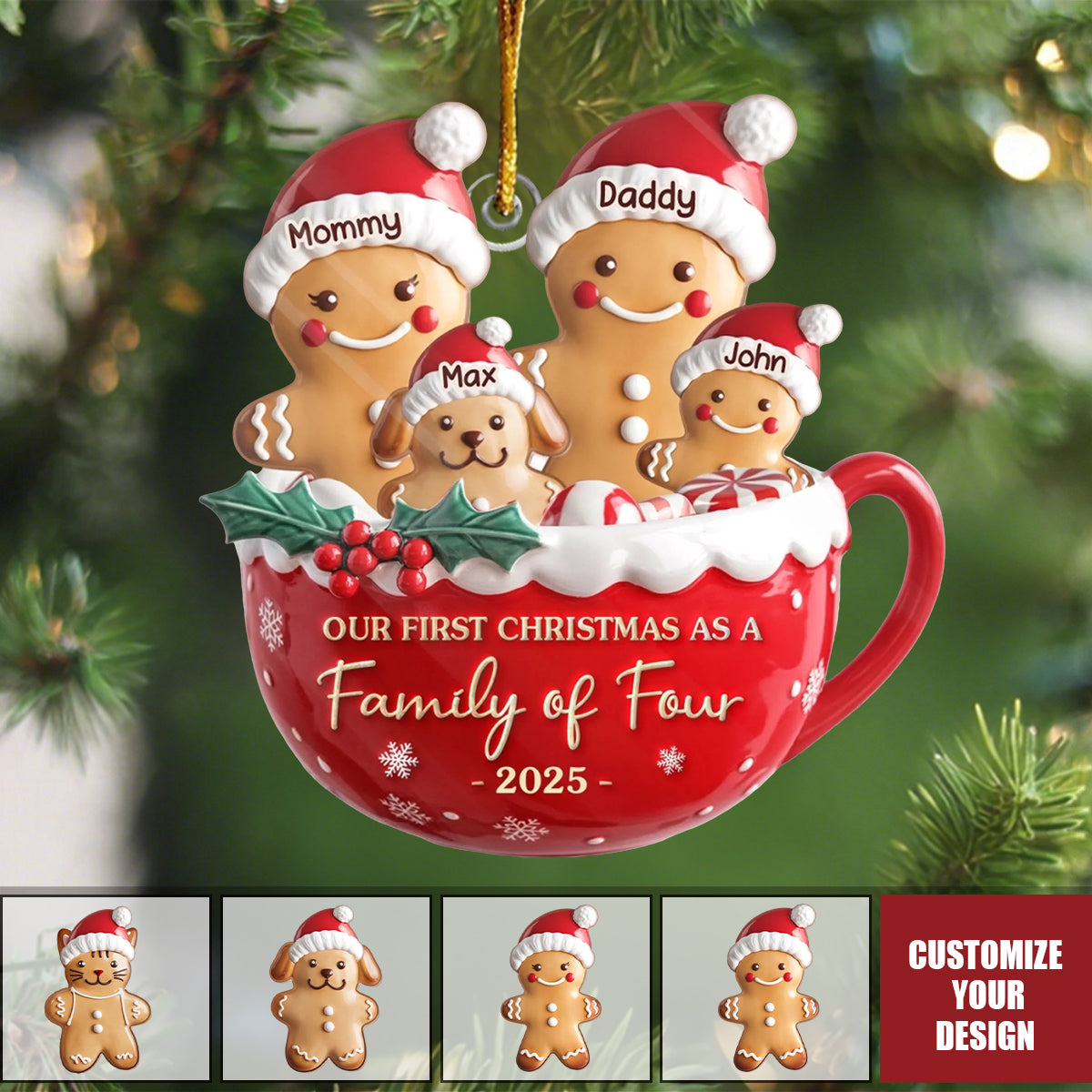 Home Is Where Love Lives - Personalized Gingerbread Family Acrylic Ornament