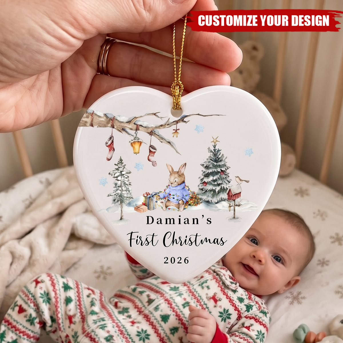 Personalized Newborn Gift Baby’s First Christmas Ornament