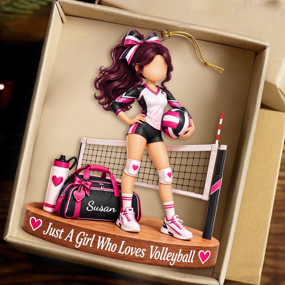 Personalized Volleyball Girl Ornament, Custom Name Athlete Christmas Gift