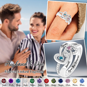Love You Forever, Personalized Couple Birthstone Promise Ring
