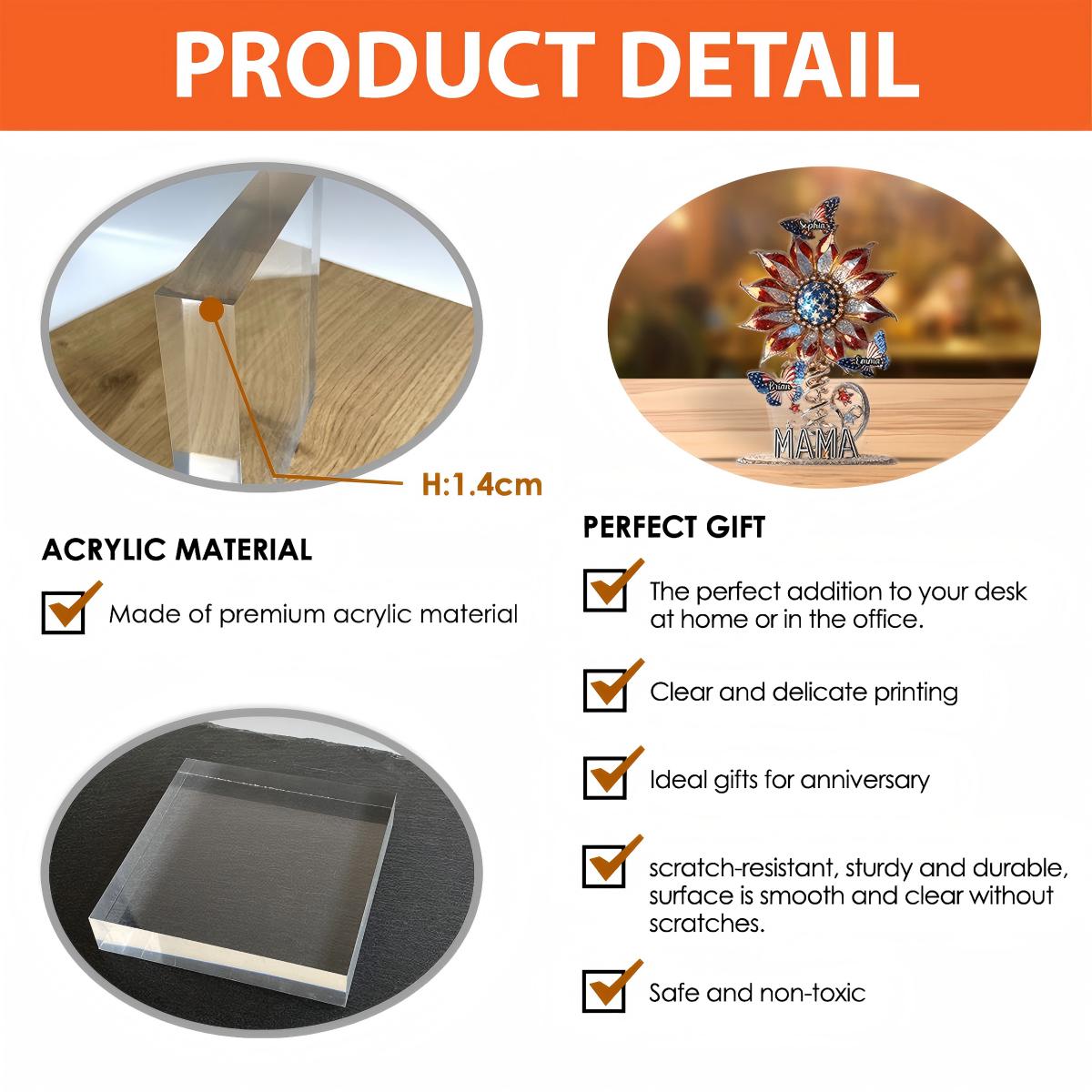 Best Mom Ever - Personalized Patriotic Acrylic Plaque