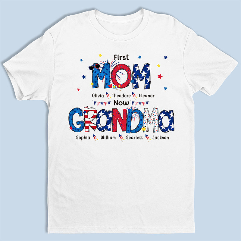 Happiness Is Being A Mom Grandma - Family Personalized Custom Unisex T-shirt- 4th Of July, Birthday Gift For Mom, Grandma