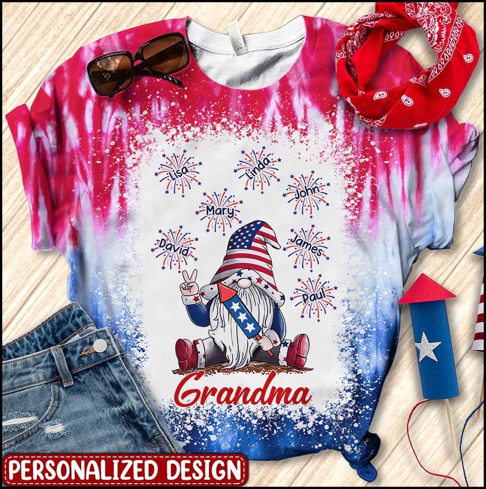 Grandma Firecracker Grandkids Independence Day Personalized 3D T-shirt