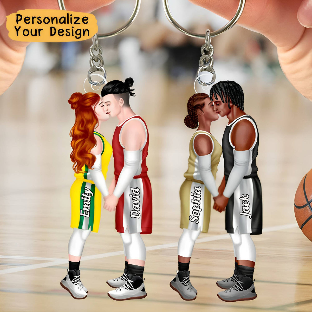 Personalized Acrylic Keychain - Gift For Basketball Couple