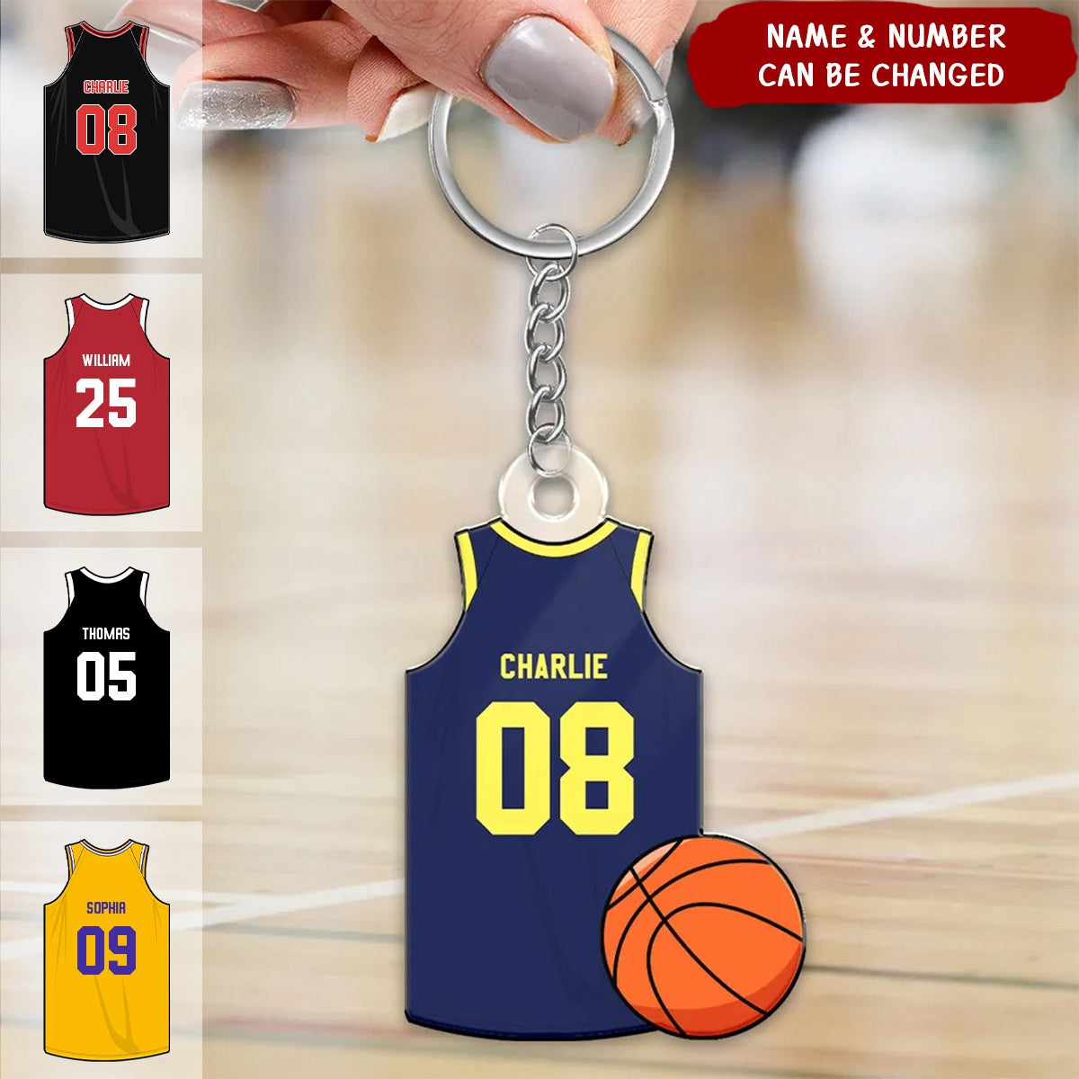Personalized Basketball Jersey Acrylic Keychain - Gift For Basketball Lover