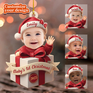 Personalized Baby Photo Christmas Ornament, Funny Newborn First Christmas Gift
