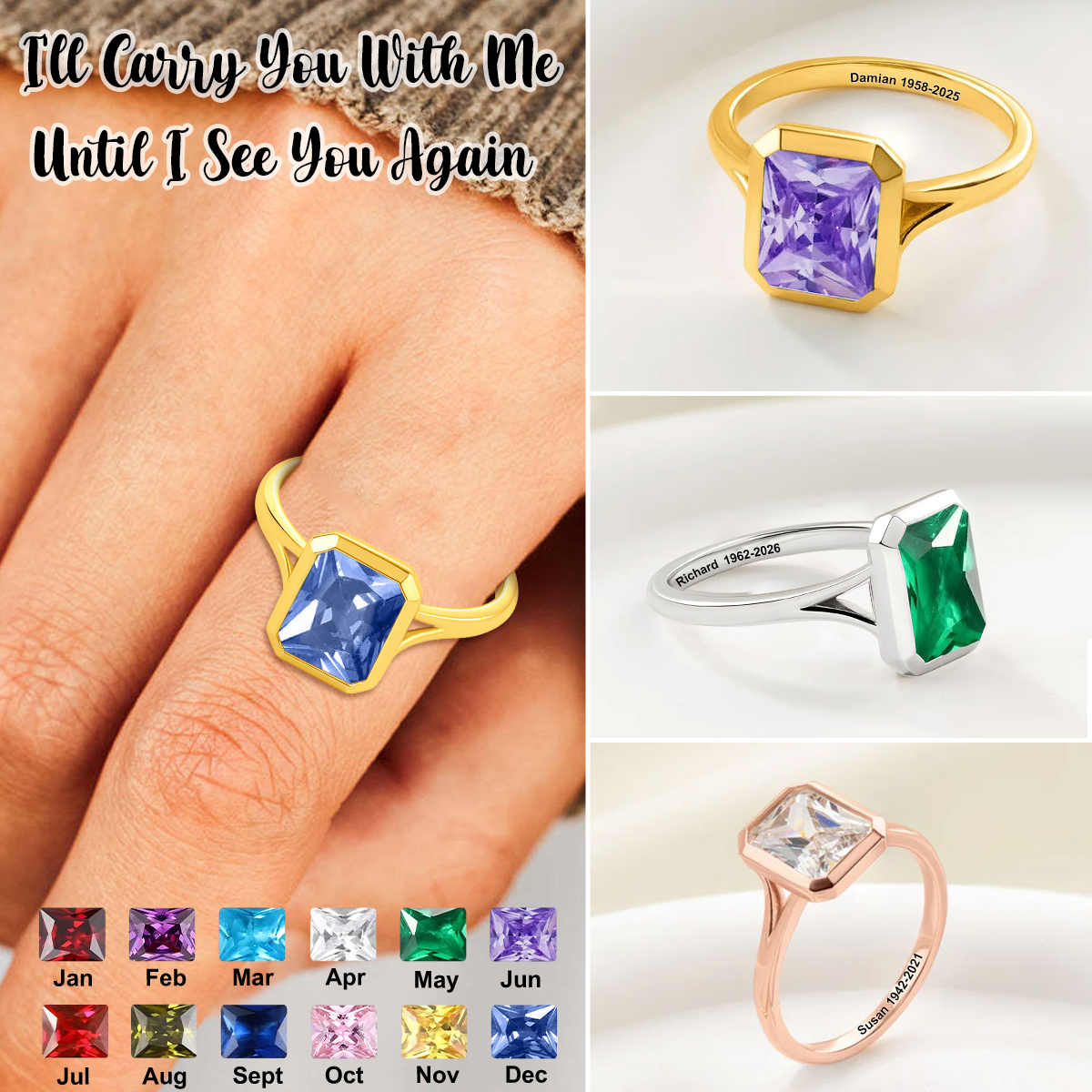 In Loving Memory Custom Ring With Birthstone