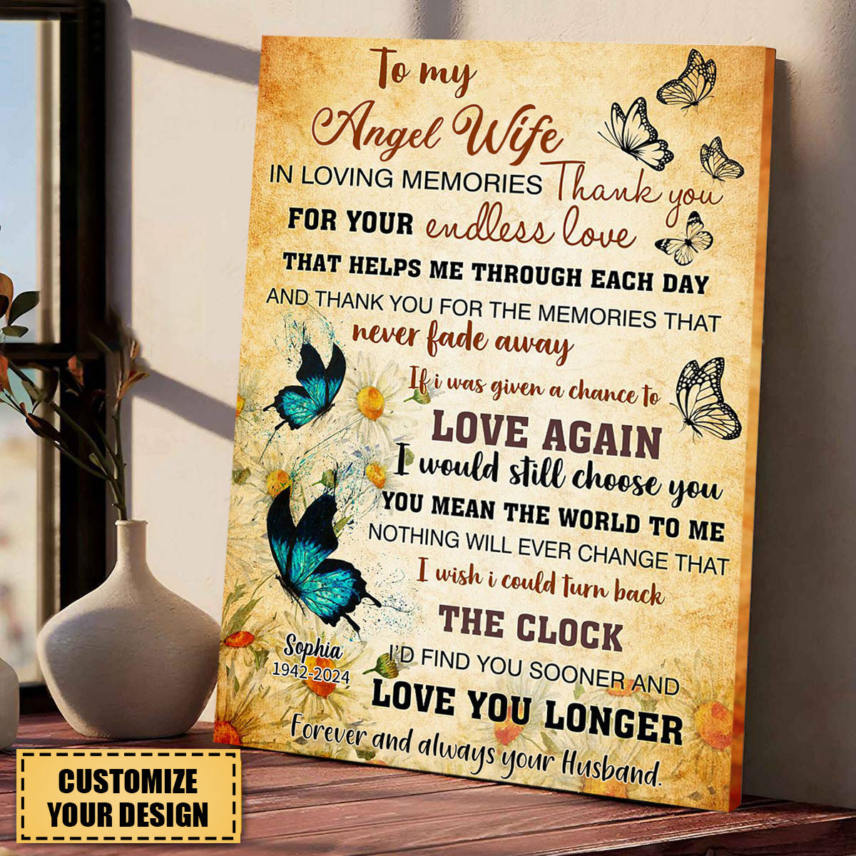 To My Angel Love One In Loving Memories Thank You - Personalized Canvas
