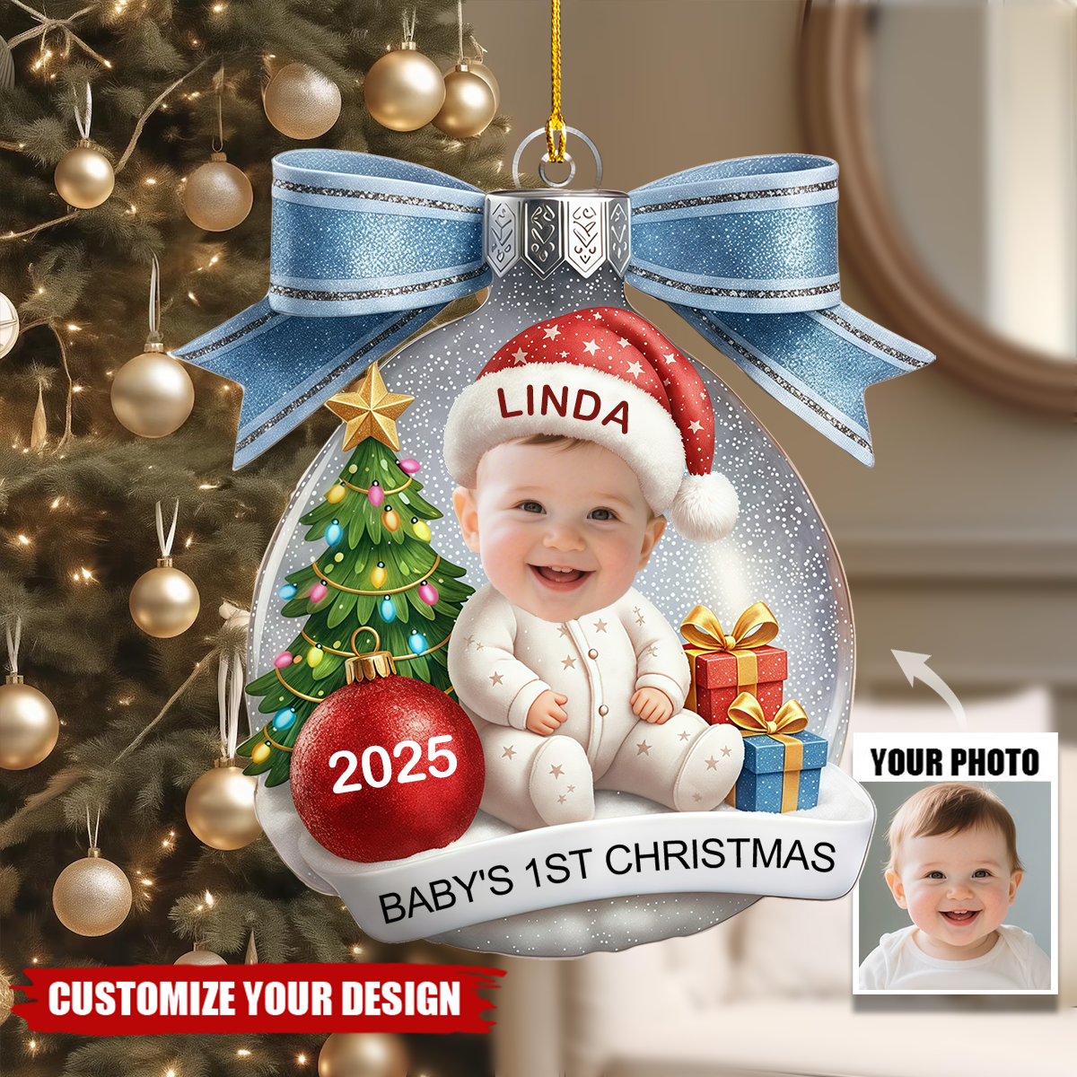 Baby’s First Christmas Ball  Ornament, Personalized Newborn Gift