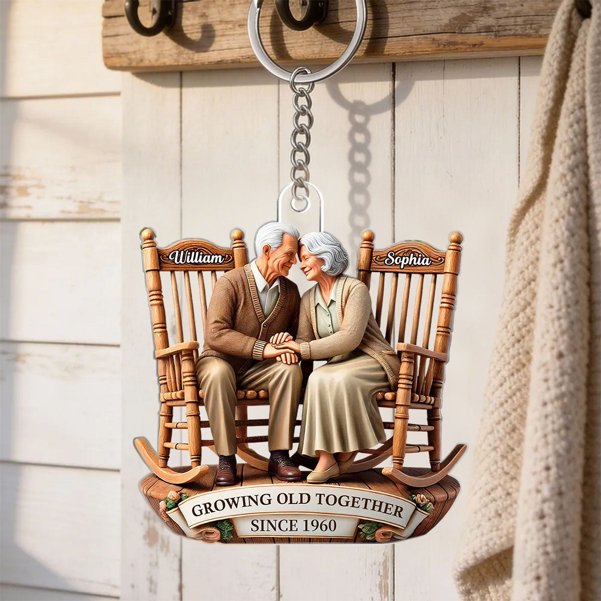 Personalized Growing Old Together Acrylic Keychain