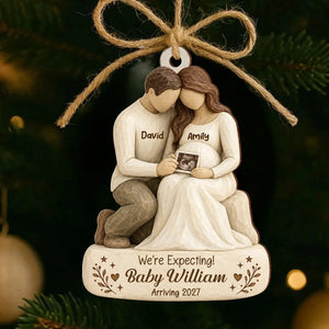Personalized Pregnancy Announcement Christmas Ornament- We're Expecting Baby Arriving