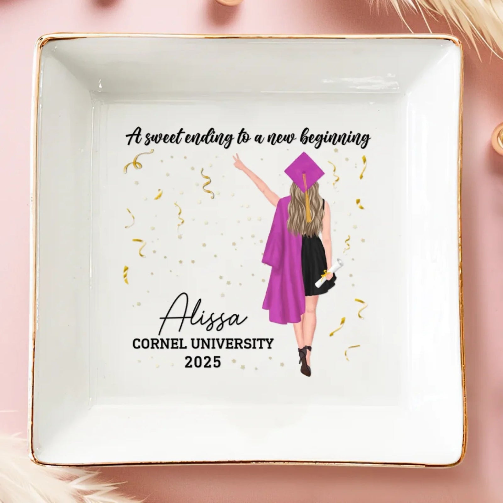 The Tassel Was Worth The Hassle - Family Personalized Custom Jewelry Dish - Graduation Gift