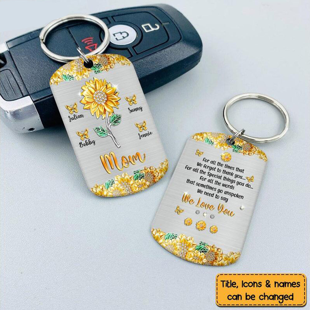 Gift For Mom Grandma Sunflower Personalized Keychain