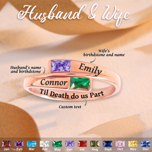 Personalized Couple Birthstone Promise Ring
