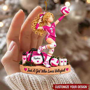 Personalized Volleyball Girl Acrylic Ornament, Christmas Gift for Girls