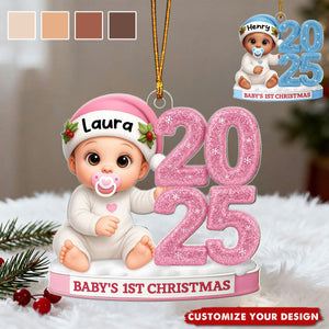 3D Glitter Effect Baby 1st Christmas - Personalized Acrylic Ornament