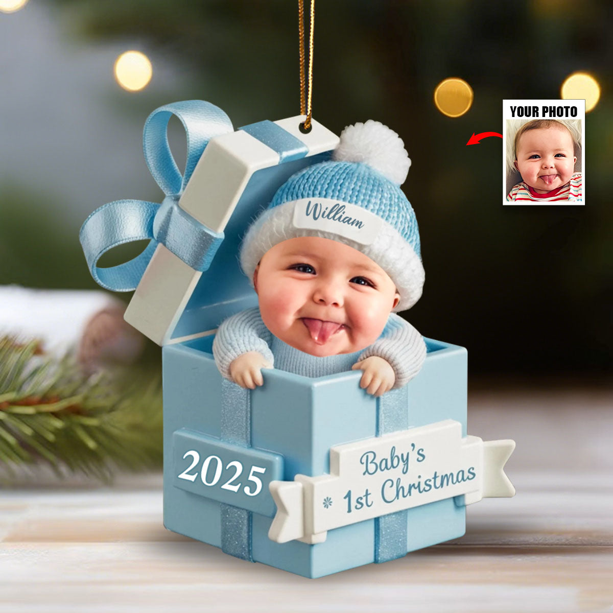 Custom Photo Baby's First Christmas Ornament
