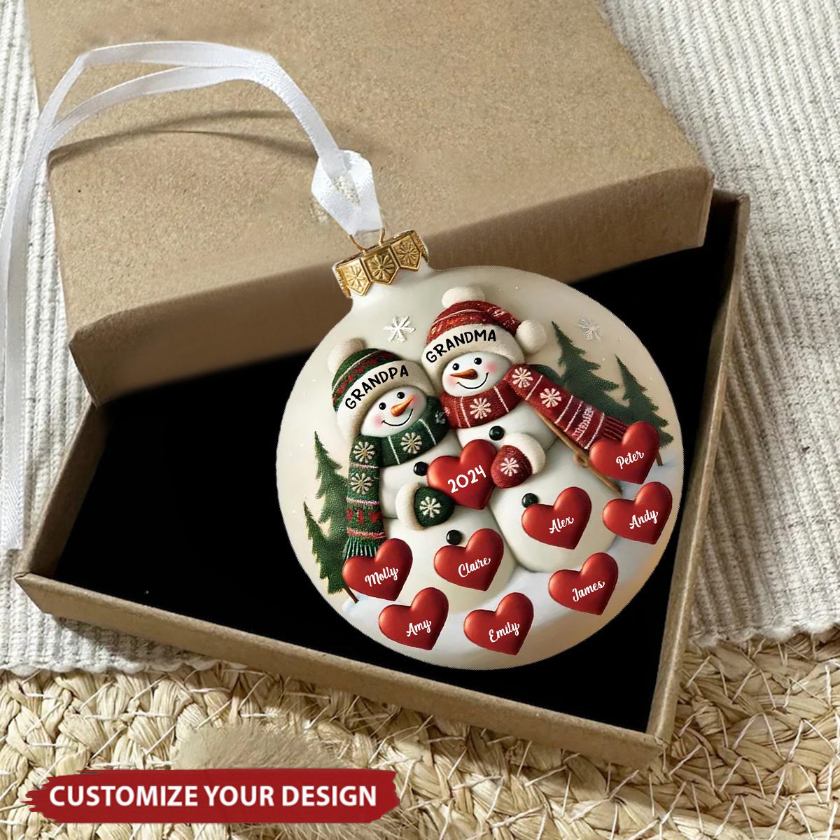 Grandma And Grandpa Merry Christmas - Personalized Custom Acrylic Ornament