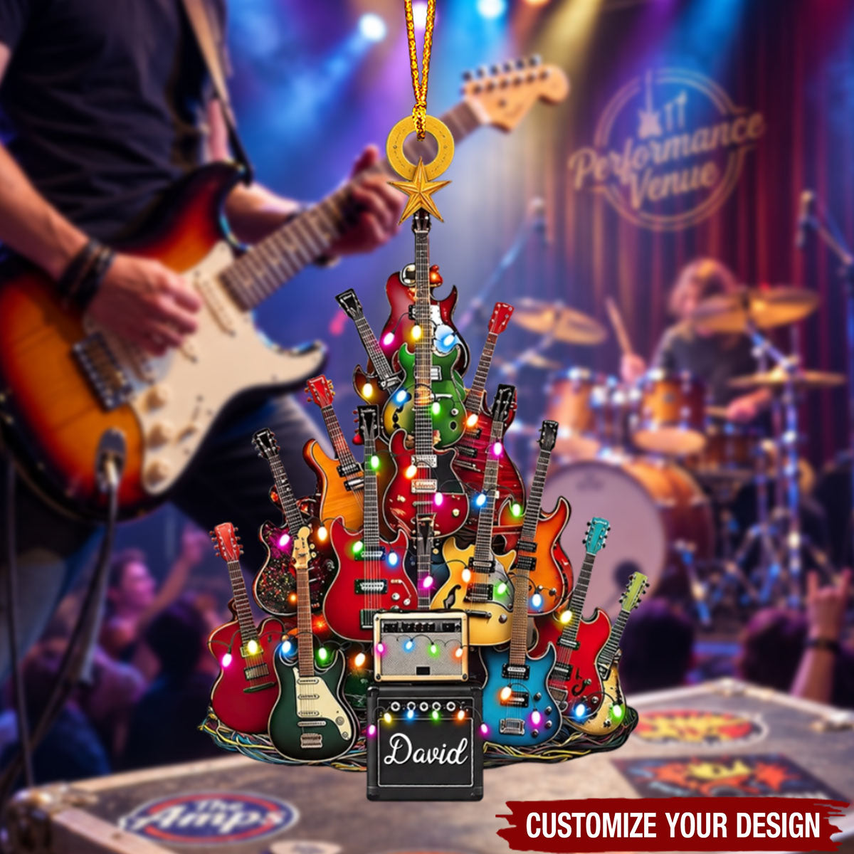 Personalized Guitar Christmas Tree Ornament, Christmas Gift For Guitar Lovers