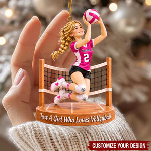 Personalized Volleyball Girl Ornament, Custom Name Player Keepsake