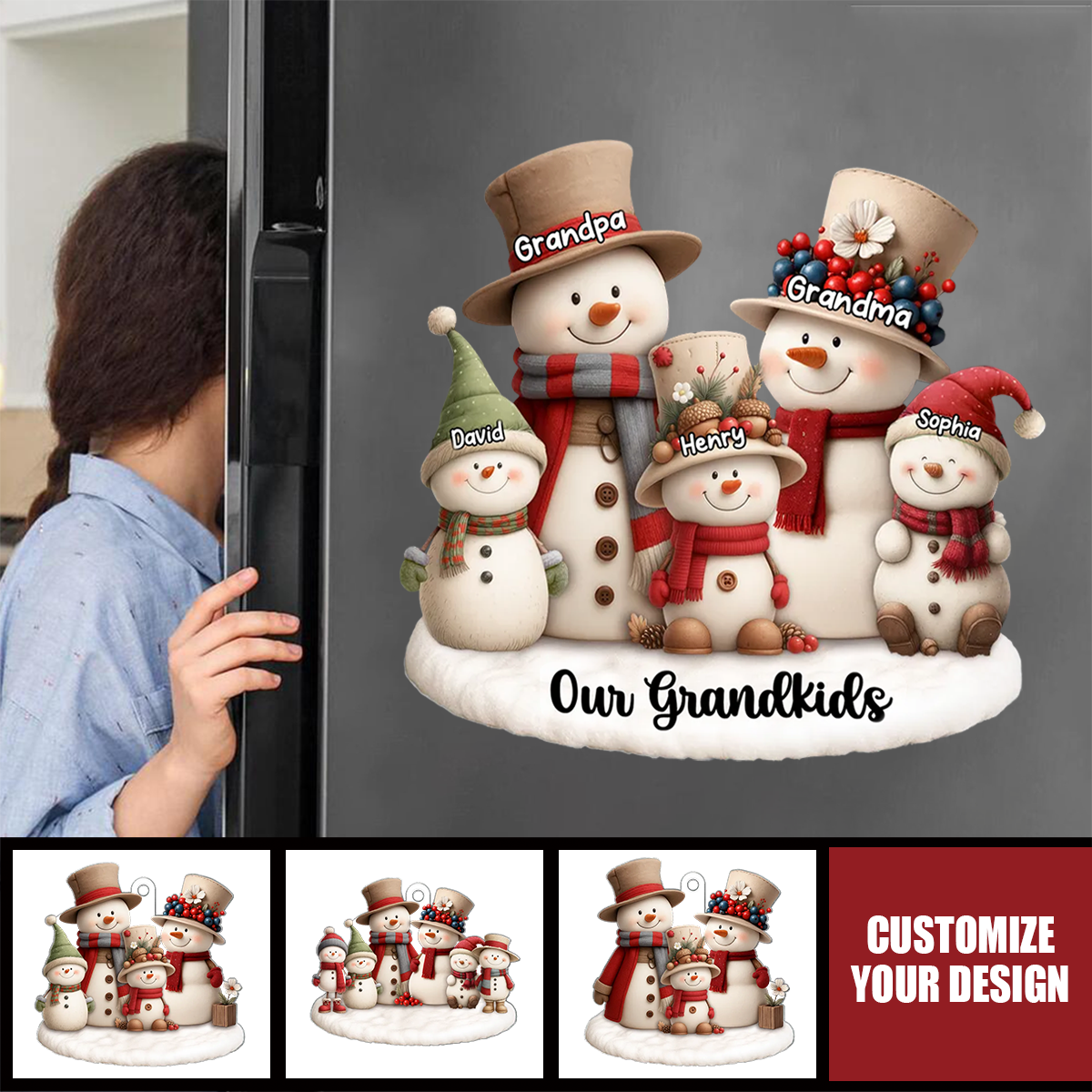 Whimsical Snowman Christmas - Personalized Family Decal