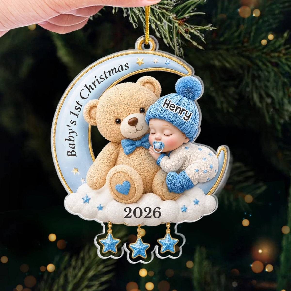 Welcome Little One - Personalized Sleeping Baby’s First Christmas Acrylic Ornament