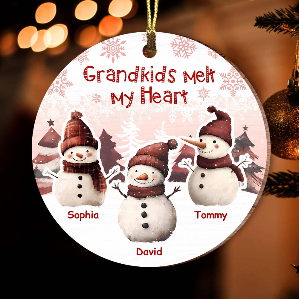 Personalized Grandkids Melt My Heart Circle Ornament