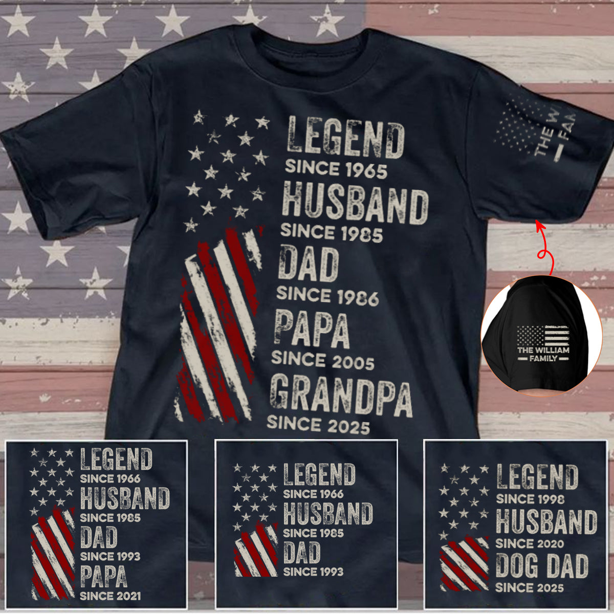Personalized 4th of July Shirt, Legend, Husband, Dad And Grandpa With Family Name