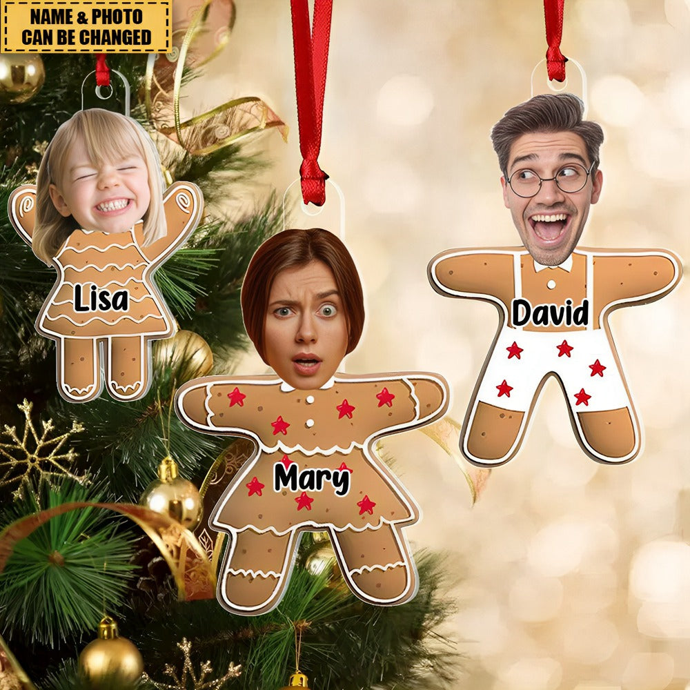 Upload Photo Funny Christmas Gingerbread Cookies Family Personalized Ornament