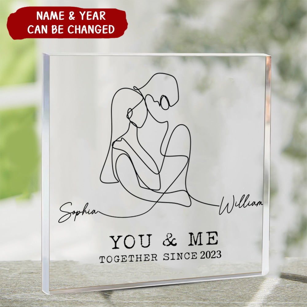 You & Me Together Since - Couple Personalized Custom Square Shaped Acrylic Plaque