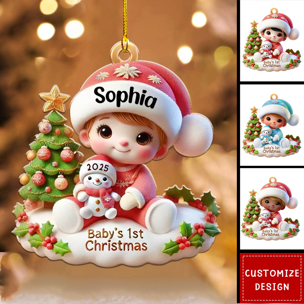 Precious Moments Baby’s First Christmas Dated 2025 Acrylic Ornament - Gift for Newborn