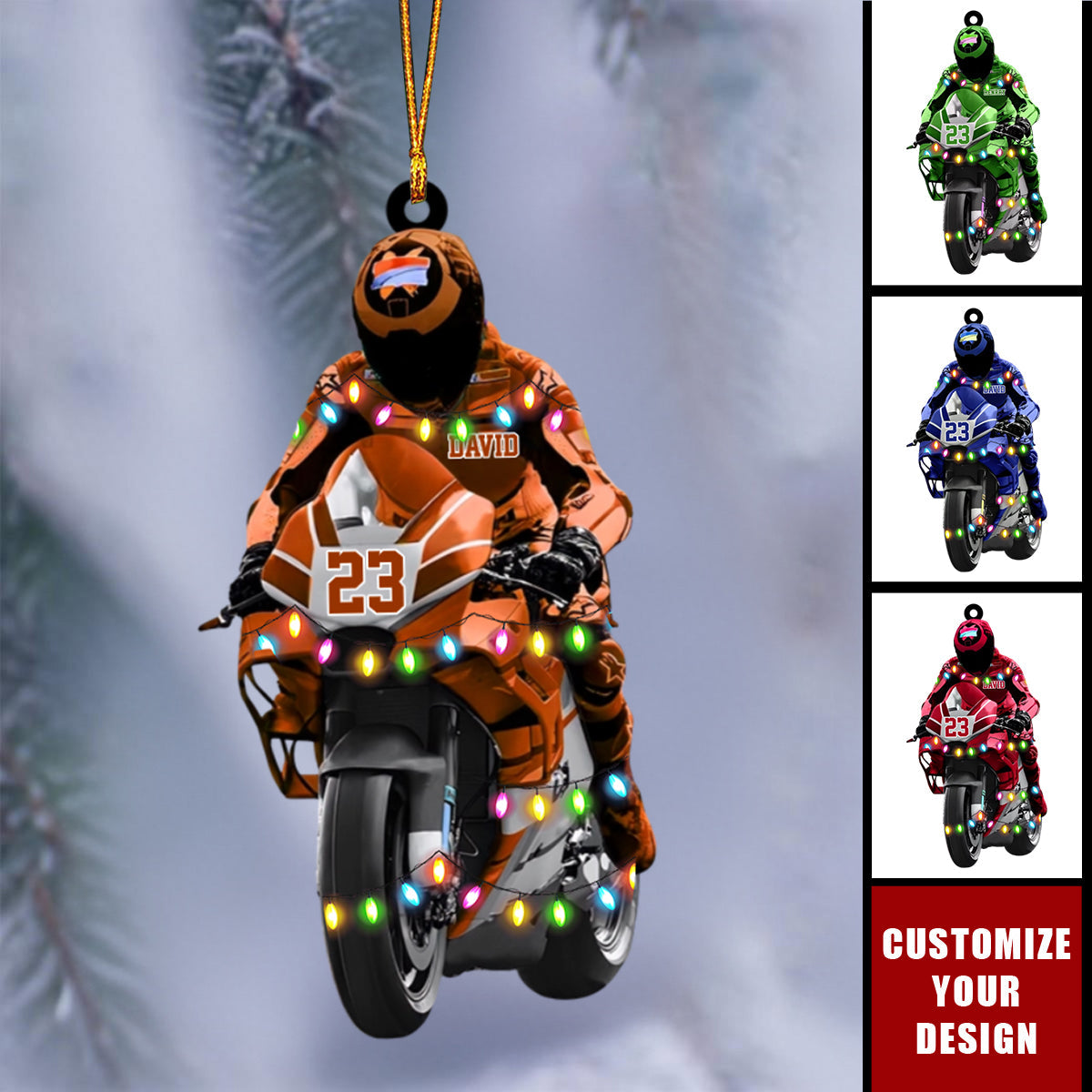 Personalized Motorcycle Rider Christmas Ornament - Gift for Motorcycle Lover