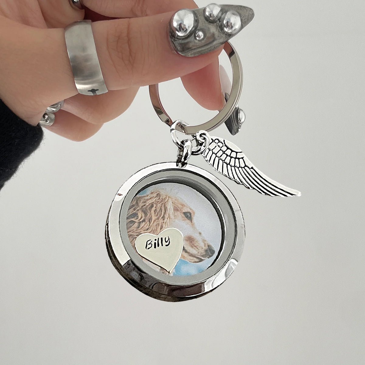 Personalized Pet Fur Memorial Keychain With Photo