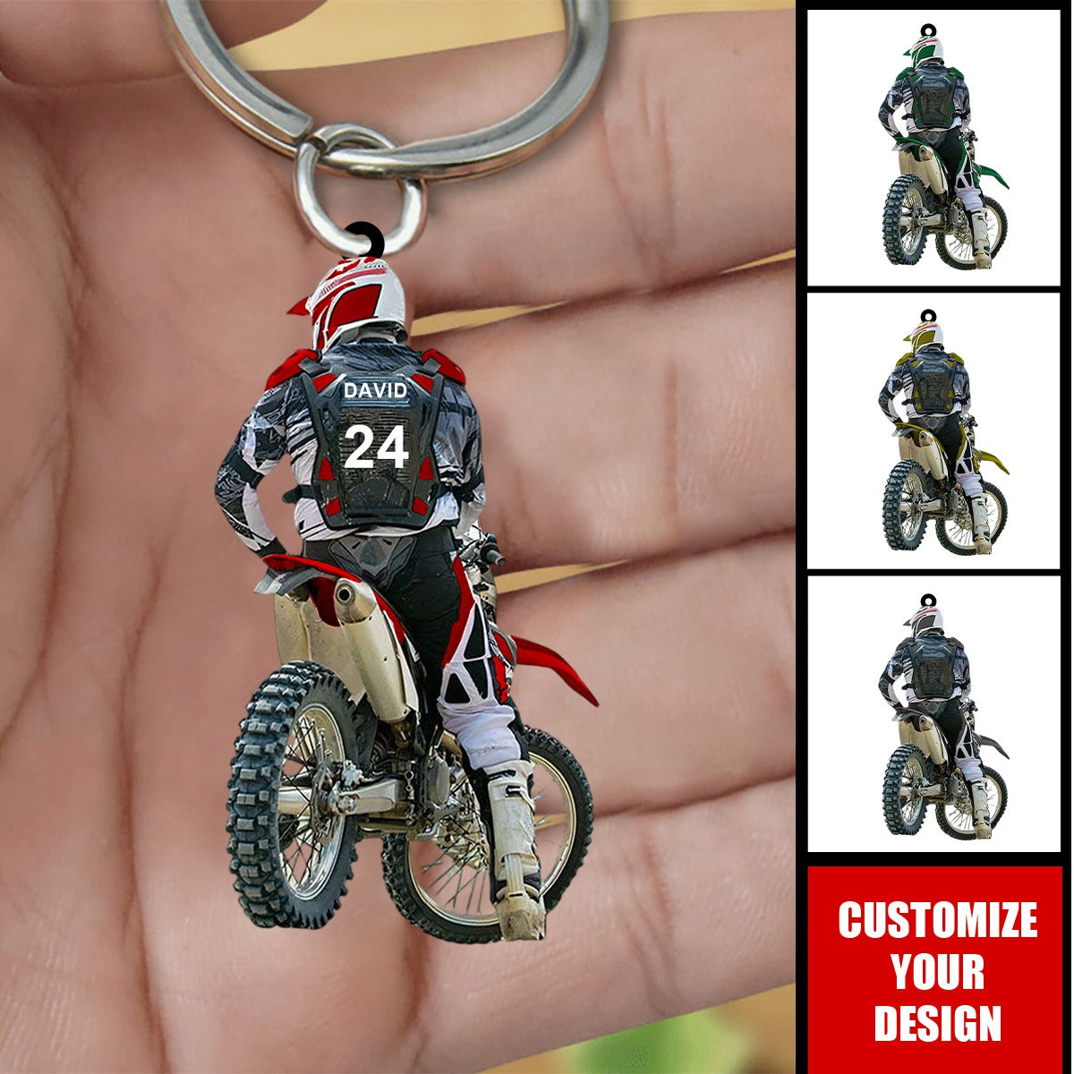 With Name Personalized Motocross Dirt Bike Rider Racing Key Ring