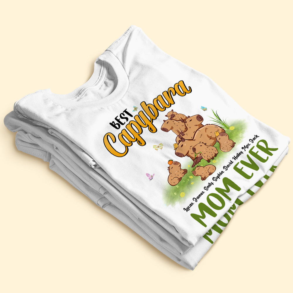Best Capybara Mom Ever, Personalized Shirt, Gift For Mom, Capybara Mom And Kids Shirt
