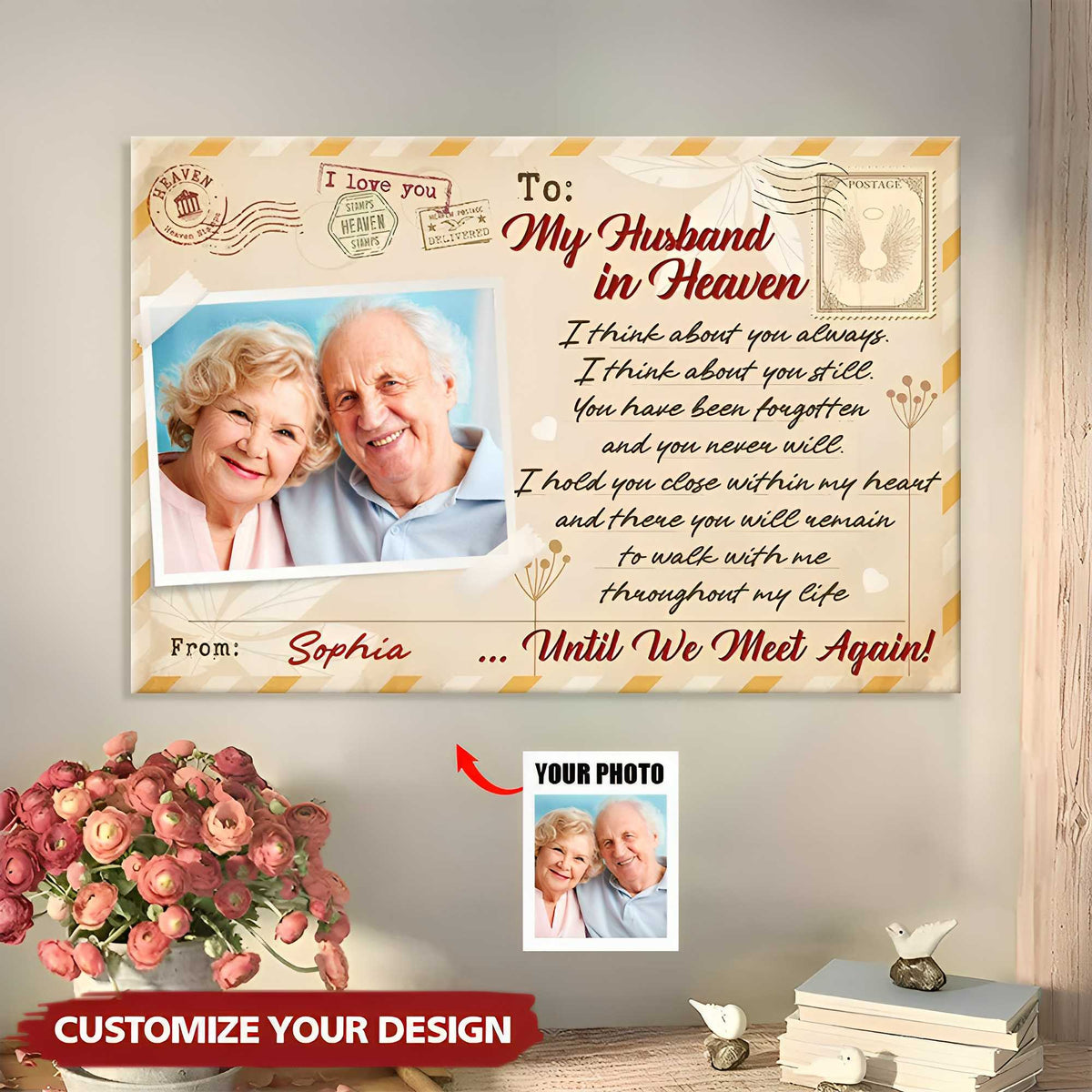 To My Love In Heaven Until We Meet Again-Custom Photo Personalized  Memorial Canvas