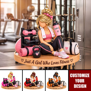 Personalized Fitness Gym Girl Christmas Ornament,Just A Girl Who Loves Fitness Ornament