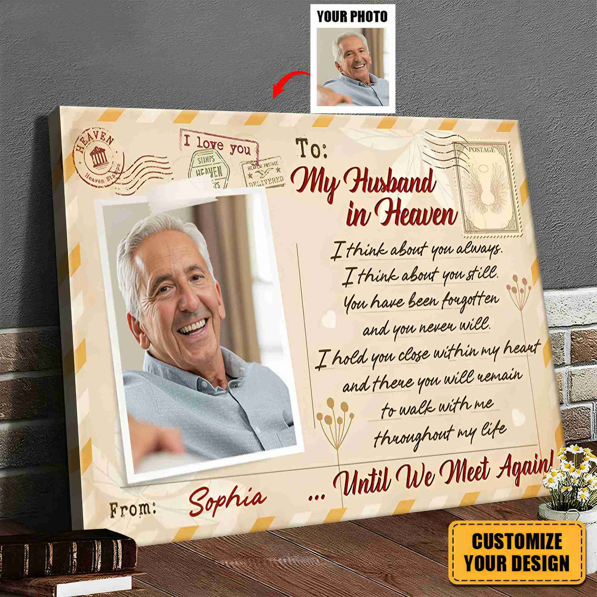 To My Love In Heaven Until We Meet Again-Custom Photo Personalized  Memorial Canvas