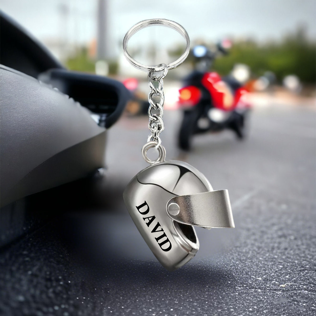 Personalized Monogram Motorcycle Helmet Keychain-Gift For Biker
