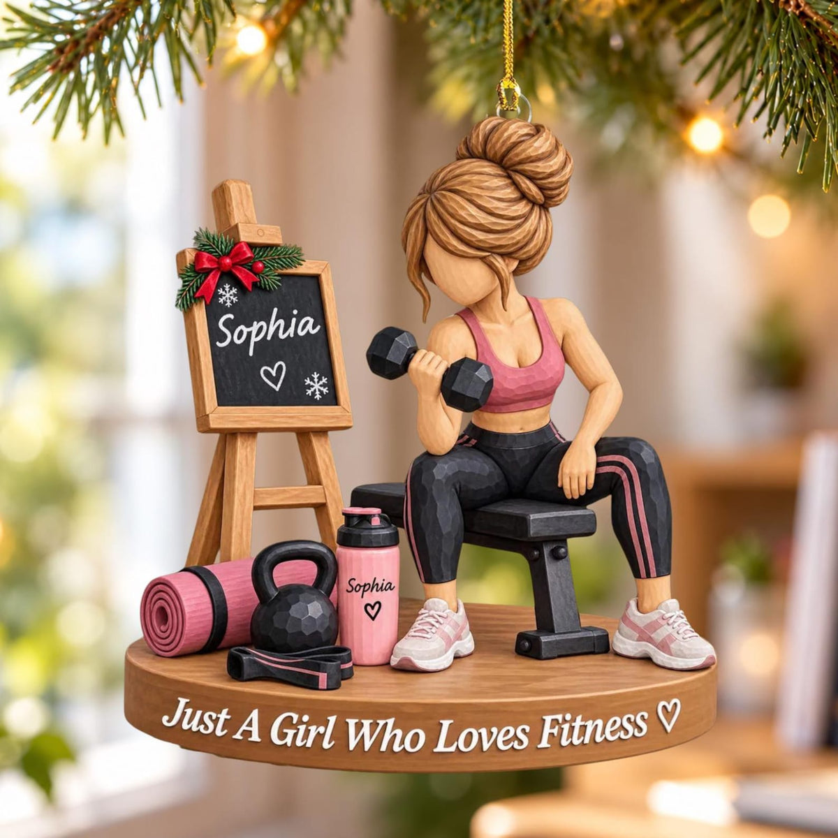 Personalized Fitness Gym Girl Ornament