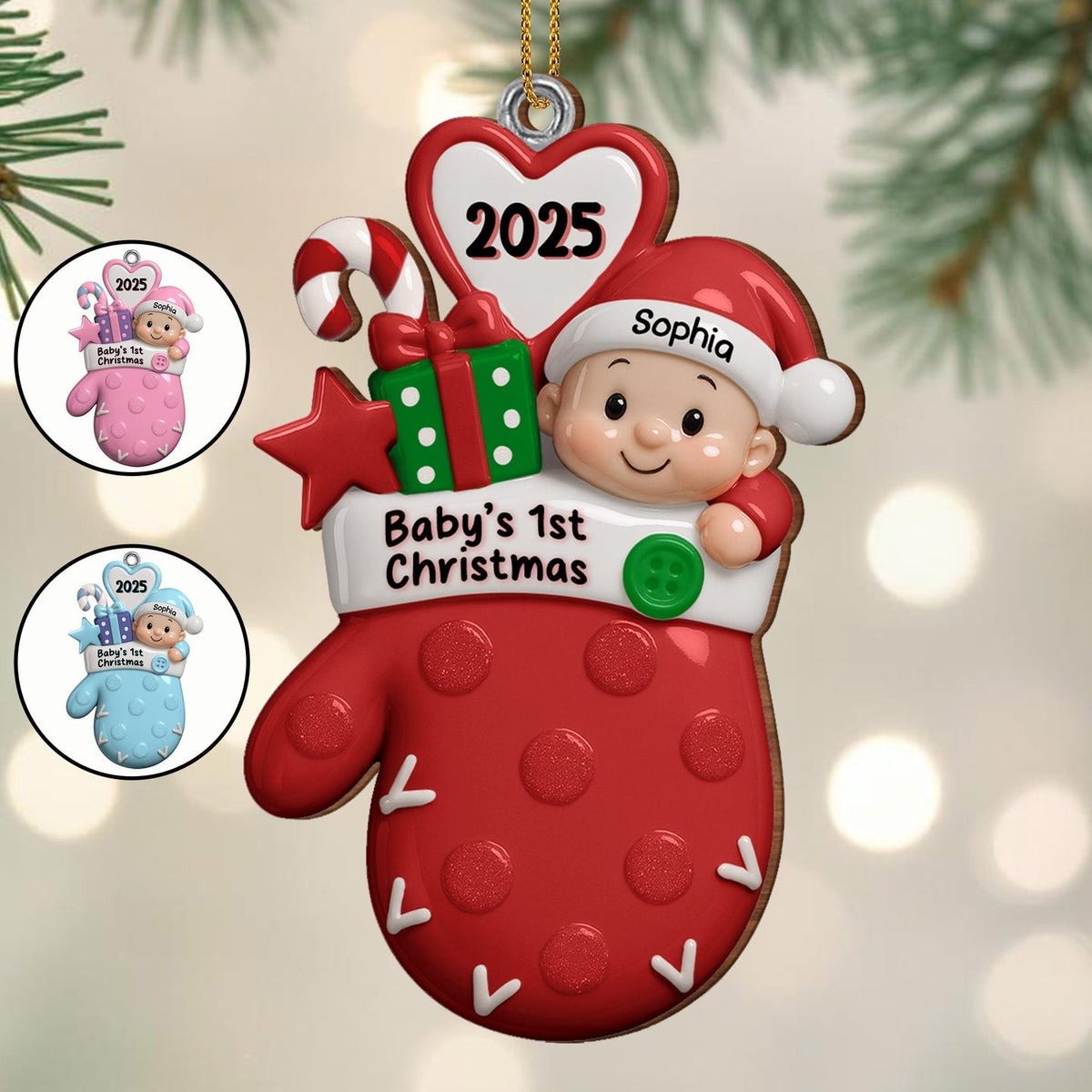 Baby's 1st Christmas With Baby And Gifts,Custom Acrylic Ornament,Gift For New Parents