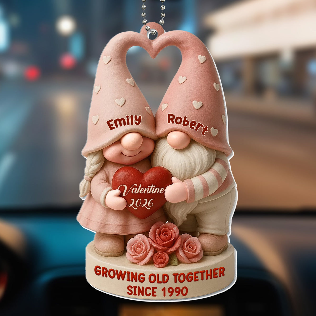 Growing Old Together, Hearts And Roses Ornament - Gift For Couples And Spouses