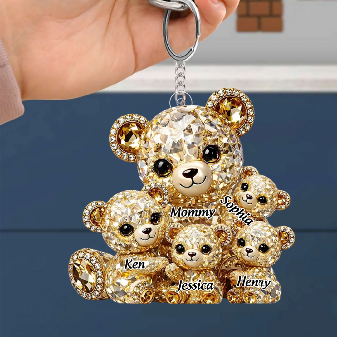 Mommy And Me Crystal Bear - Personalized Custom Keychain