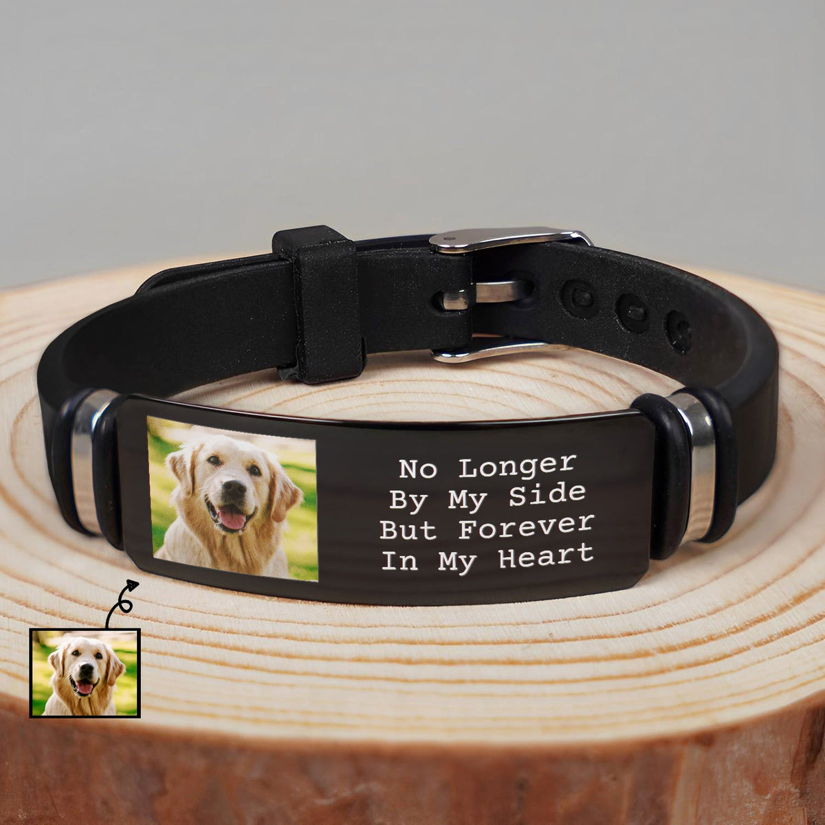 Custom Photo Forever In My Heart - Personalized Engraved Bracelet-Memorial Gift For Pet Lovers