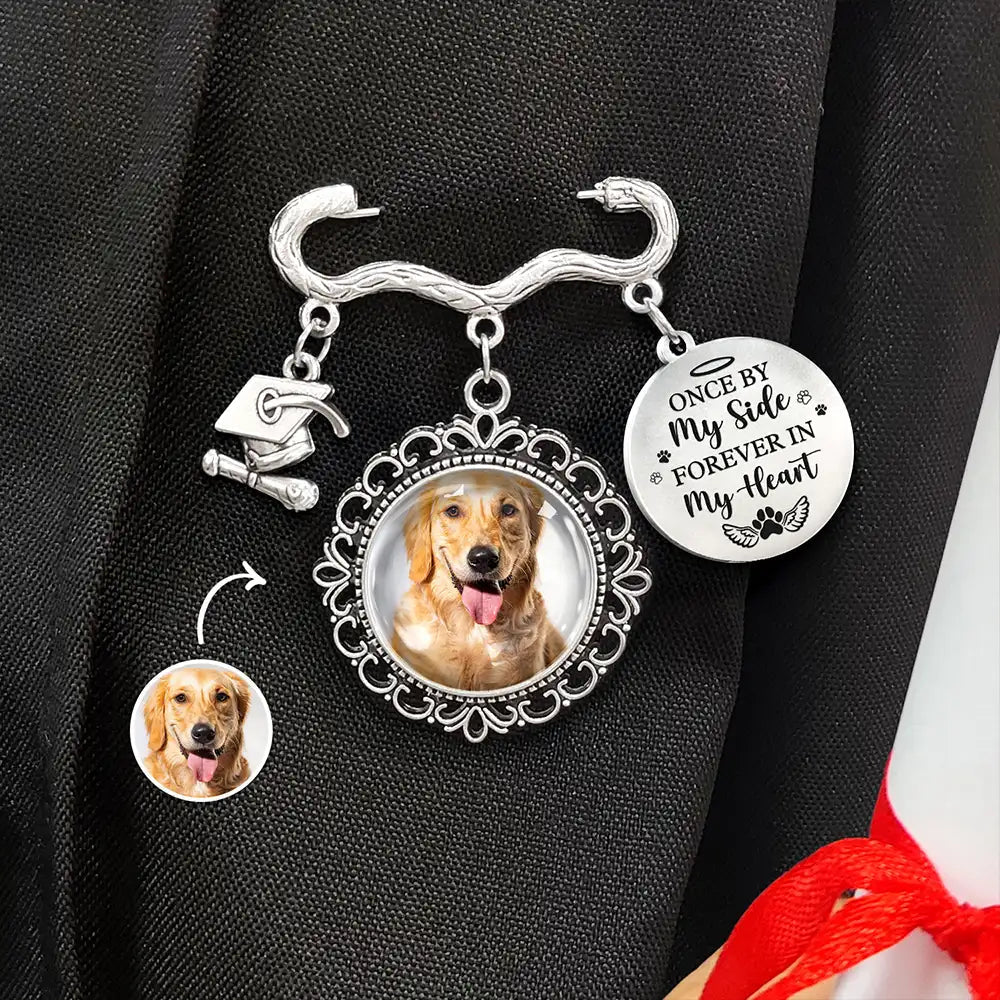 Custom Photo Once By My Side Forever In My Heart - Personalized Graduation Tassel Pin